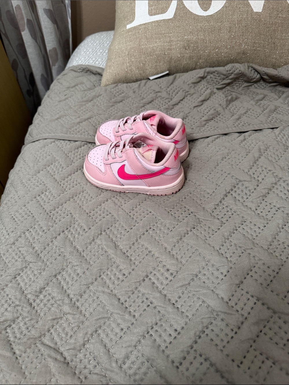 Nike Little Kids Pink Sneakers with Hot Pink Swoosh
